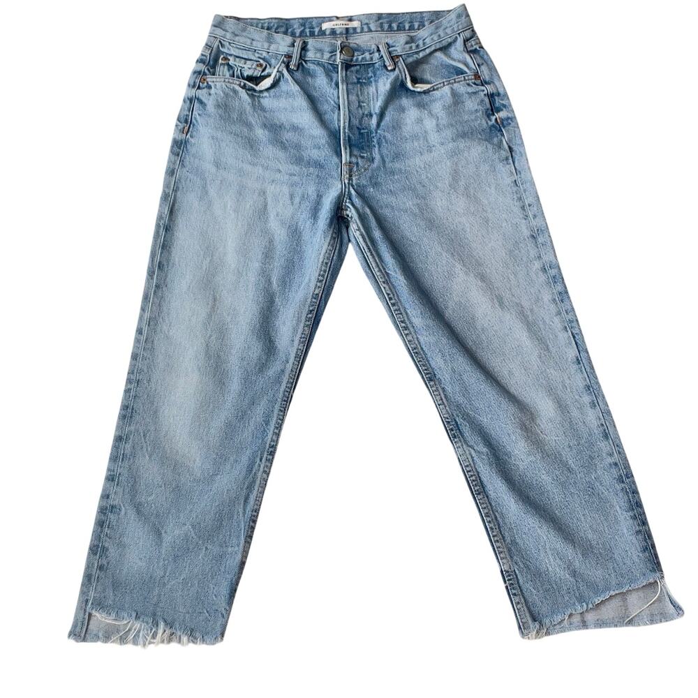 Women's GRLFRND Jeans SZ 29 Petite, Helena in My Sharona mid rise , raw hem